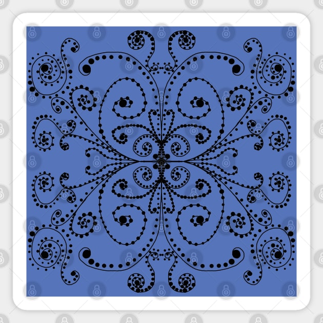 Corn Flower Blue Swirls and Dots Doodle Graphic Design Sticker by PurposelyDesigned